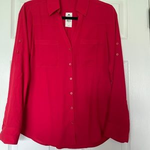Express red button down